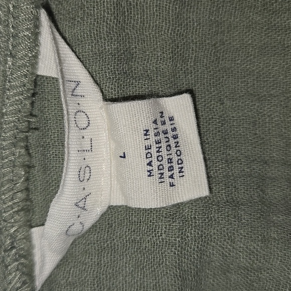 Caslon Gauze Funnel Neck Cotton Blend Long Sleeve Top Green Size L NWOT - Picture 9 of 11